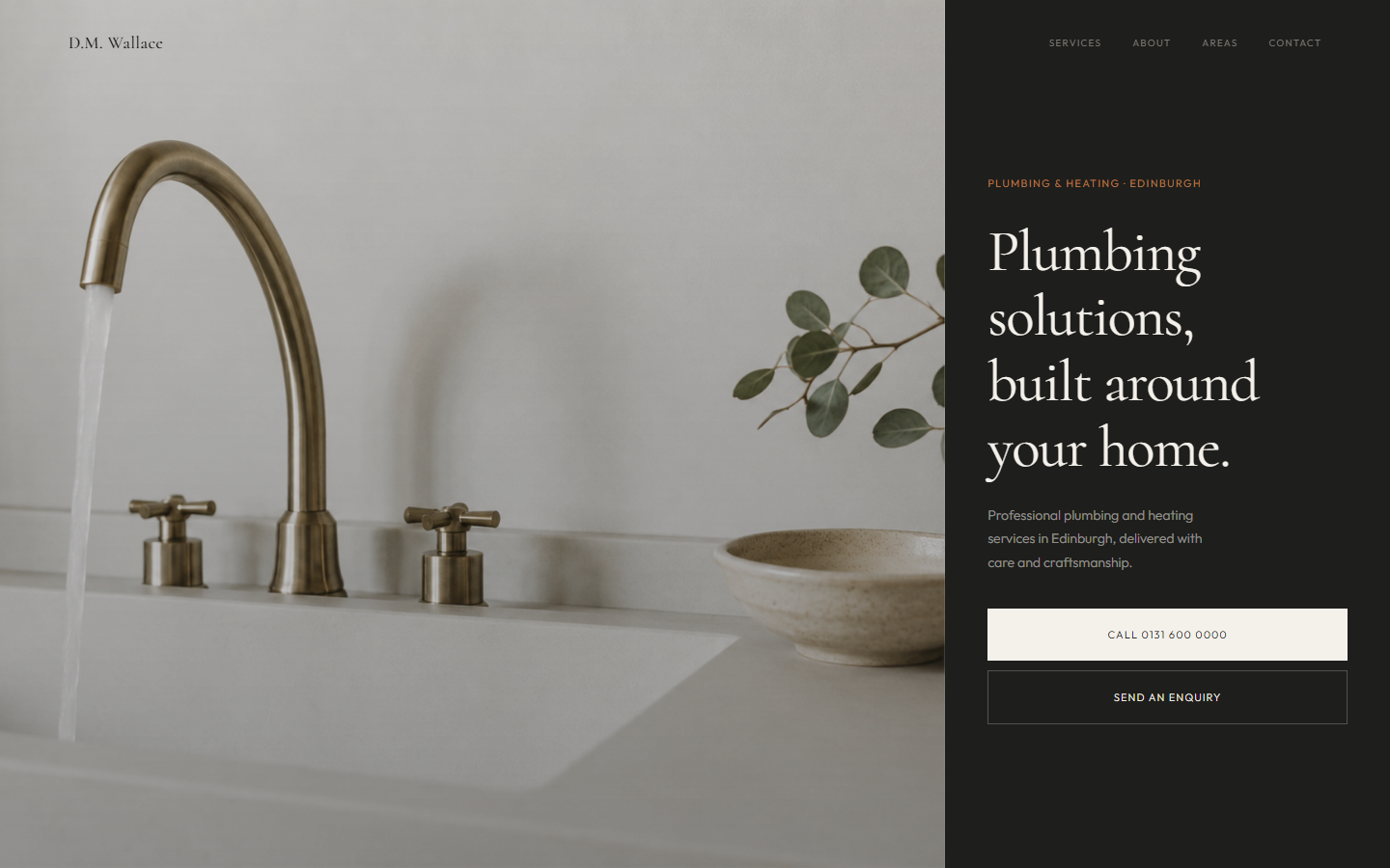 Homepage preview for the D.M. Wallace plumbing demo